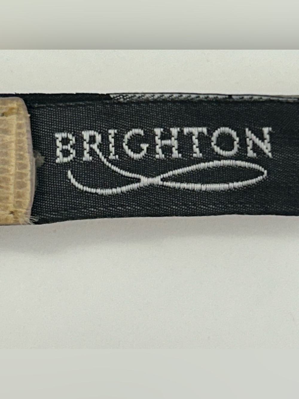 Brighton cream textured leather belt with engraved Silver-tone buckle - Picture 3 of 9